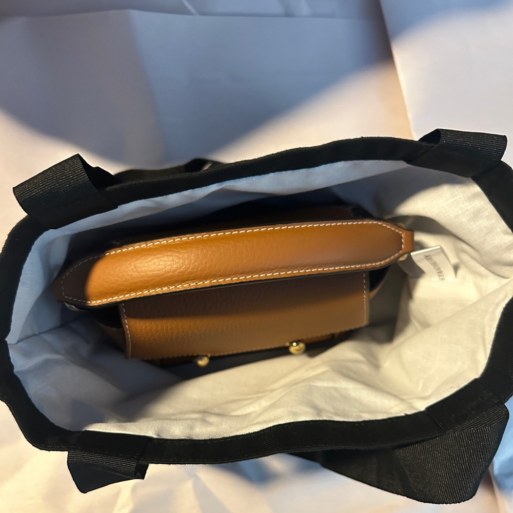 NWT STRATHBERRY Mosaic Nano Leather Top-Handle Bag Tan with Vanilla Stitch - Picture 9 of 15